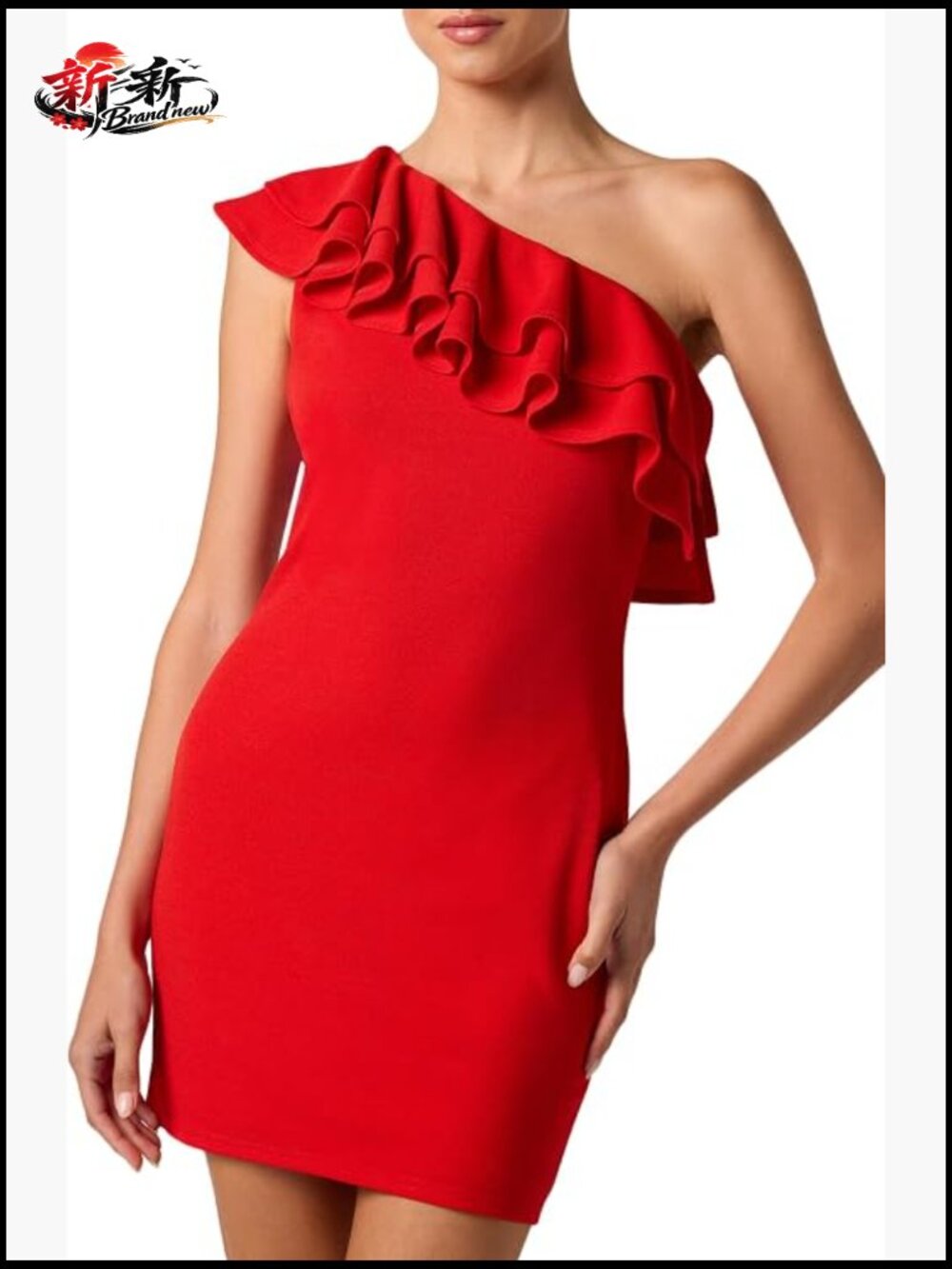 Ruffled One Shoulder Cocktail Mini Dress Women's Party Bodycon